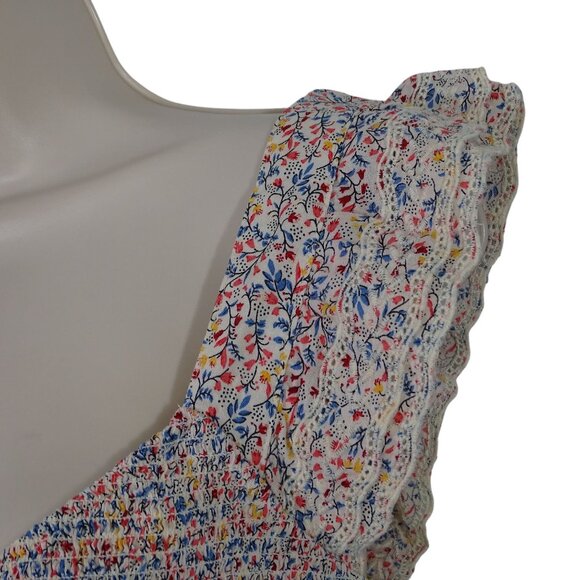 Old Navy Smocked Ruffle Tank Top Women Size M Multi Ditsy Floral - Picture 3 of 6